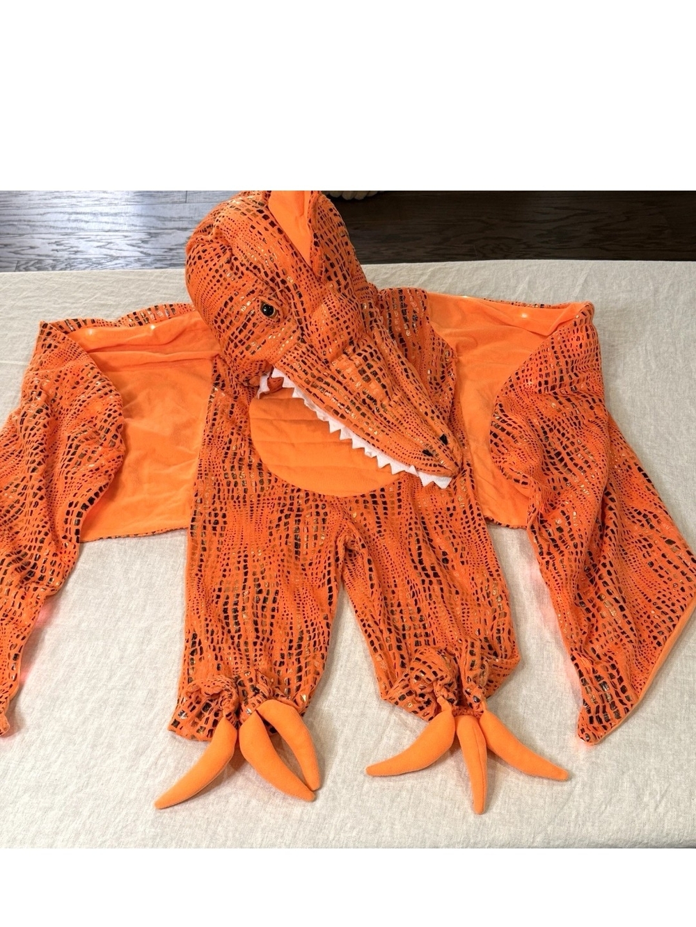 Pottery Barn Kids Orange Pterodactyl Costume Jumpsuit & Head Included Boys 4-6